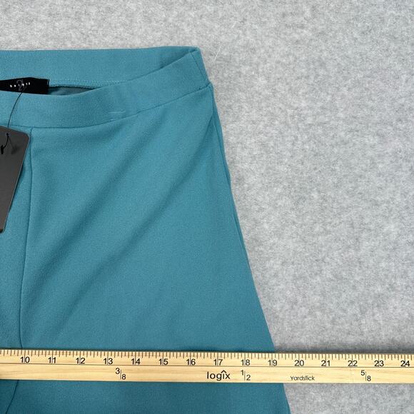Saints 21 Wide Leg Trouser Pants Women's L Teal Blue High Waist Stretch Pull-On - Picture 6 of 9